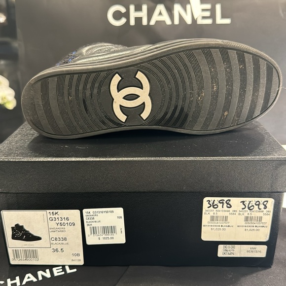 Chanel Lambskin/Tweed High Top Sneakers - Picture 8 of 13